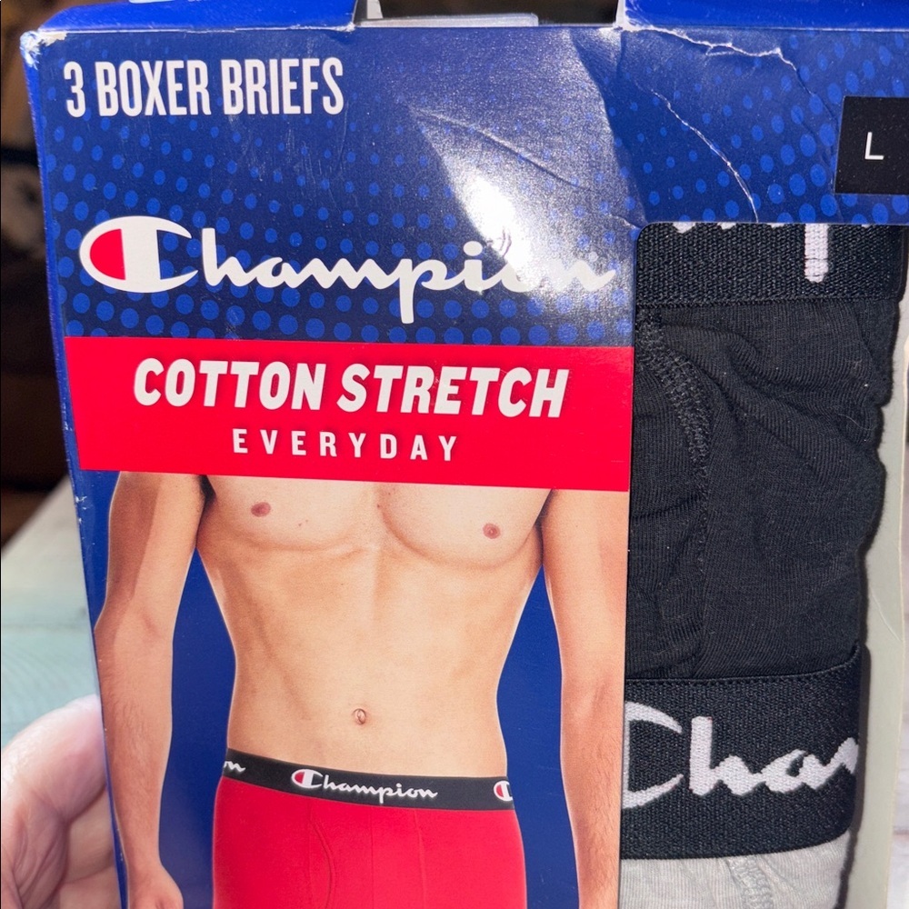 Champion Men's Cotton Stretch Boxer Briefs - Gray and Black Size Large (36-38) - Picture 2 of 12